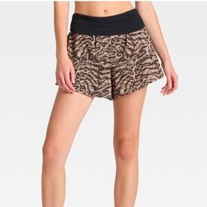 JoyLab Leopard Mid-Rise Fold Over Waistband Woven Shorts